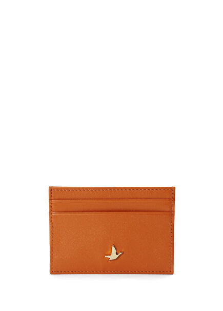 Orange Logo Women's Leather Card Holder