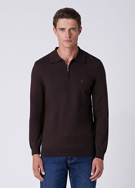 Kahverengi Polo Yaka Triko