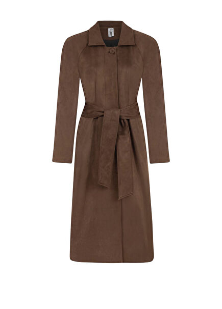 Flora Kahverengi Süet Kadın Kaban 