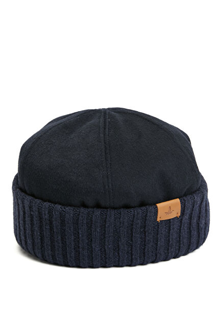 Navy Blue Logo Detailed Men's Beanie