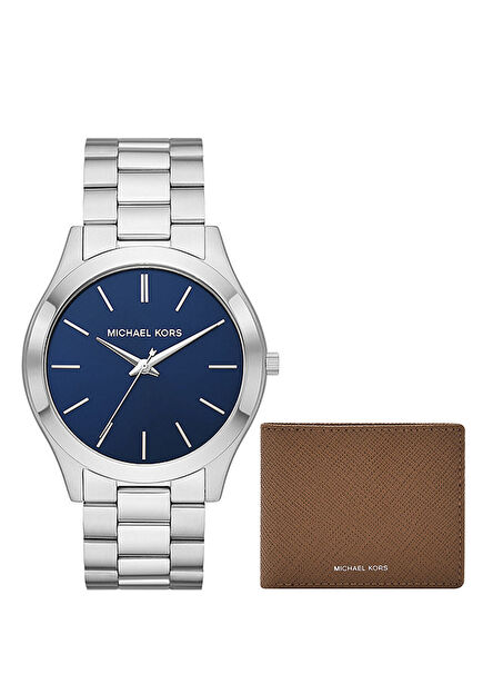 MK1060SET Metallic Gray Men's Watch and Wallet Set