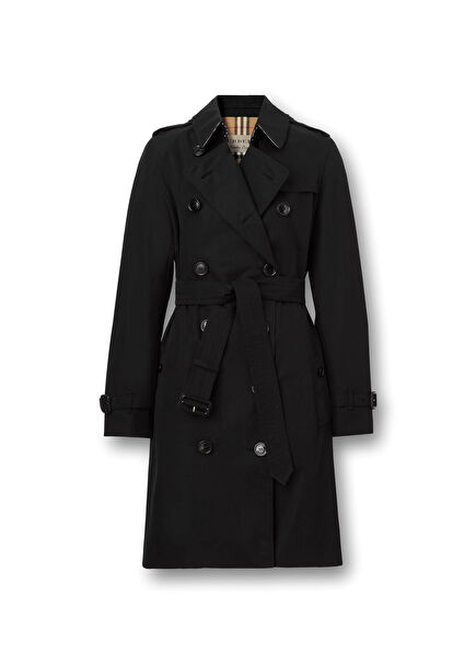 The Mid Length Kensington Heritage Black Cotton Women's Trench Coat