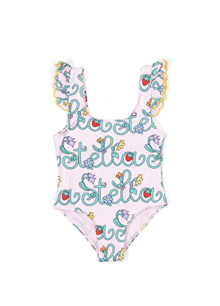 Çok Renkli Fırfırlı Kız Çocuk Mayo