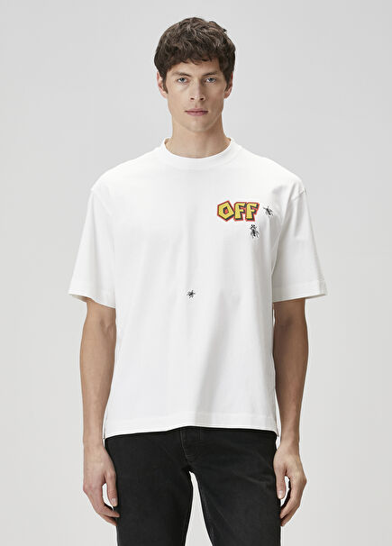 Beyaz Logo Baskılı T-shirt
