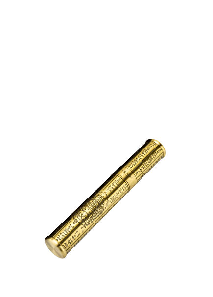 Gold İşlemeli 60 Ring Puro Saklama Silindiri Çelik Tüp Kılıf