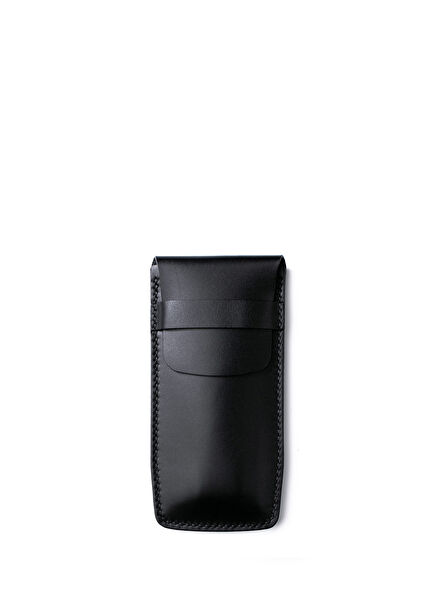 Cybele Logo Detailed Black Lidded Leather Pen Holder