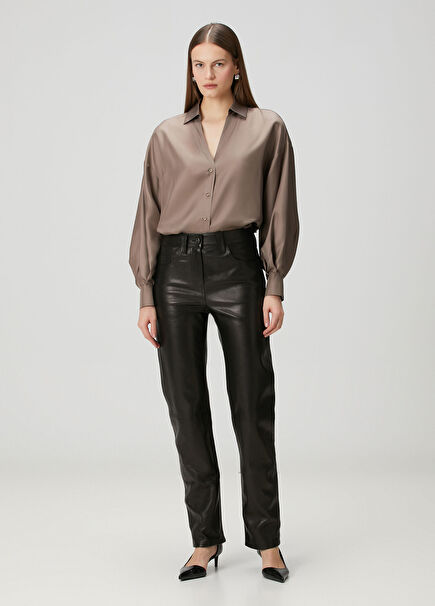 Callen Siyah Deri Pantolon