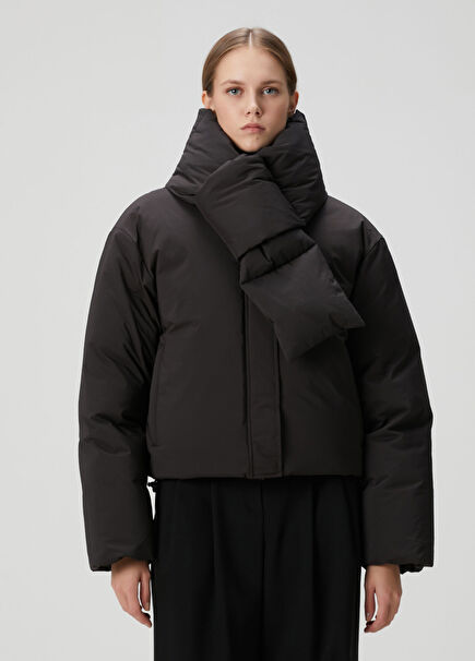 Black Crop Puffer Coat
