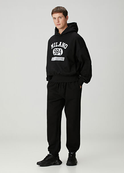 Siyah Beli Kordonlu Jogger Eşofman Altı