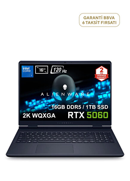 Alienware 16 Aurora Intel Core 7-240H 16GB RAM DDR5 1TB SSD RTX 5060 8GB 16" 2K WQXGA 120Hz WVA Ubuntu Gaming Laptop AC16250-C71615U56N