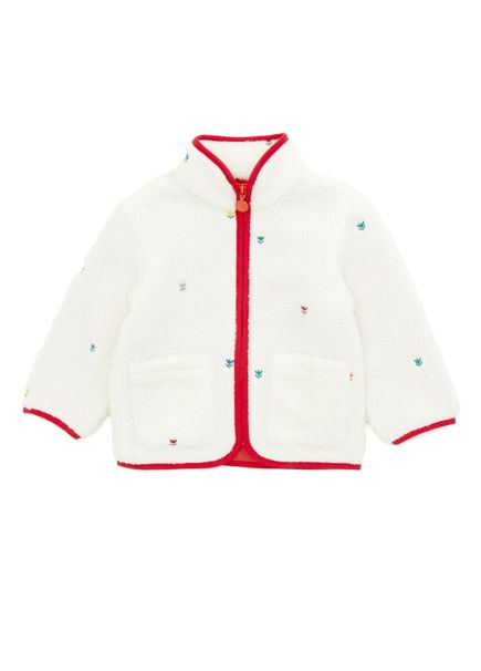 Kırık Beyaz Kız Çocuk Shearling Ceket