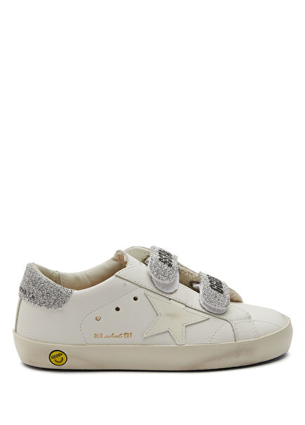 Old School White Unisex Kids Leather Sneakers