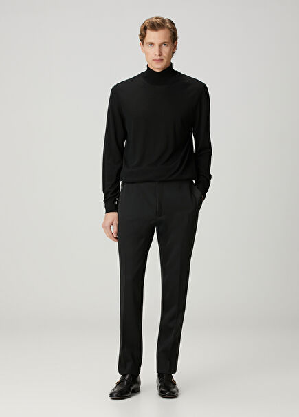 Black Wool Tuxedo Pants