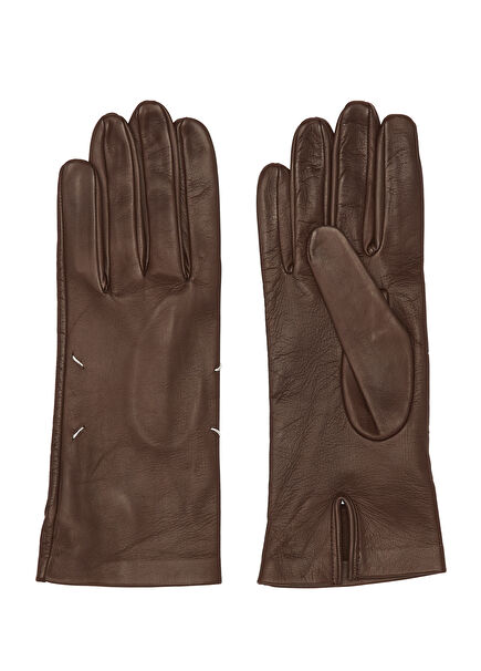 Açık Kahverengi Kadın Deri Eldiven