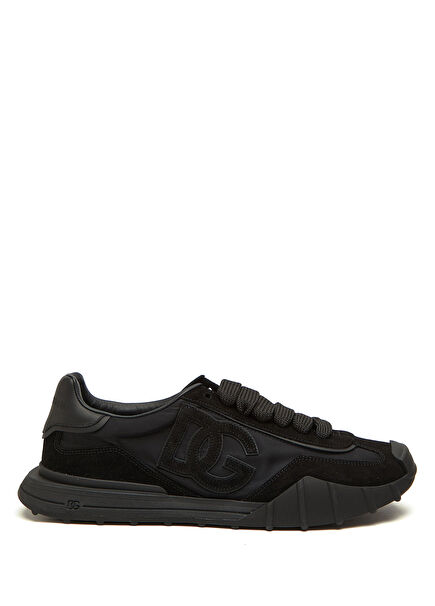 Athletic Black Men's Leather Sneakers