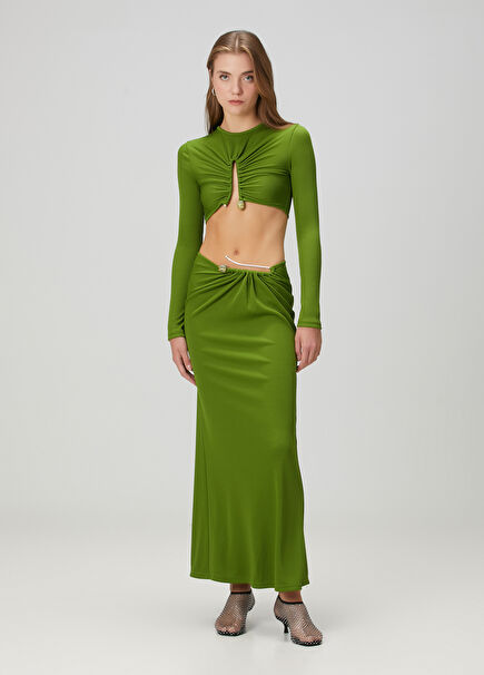 Green Rib Maxi Skirt