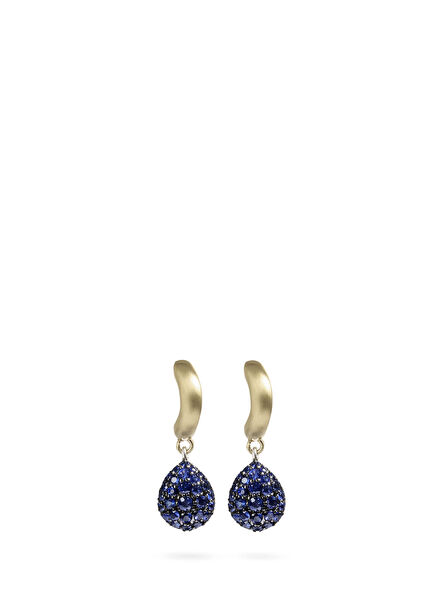 Tear Drop Blue Women's Gold Earrings
