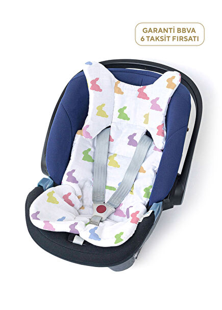 %100 Pamuk Rainbow Lapin Müslin Bebek Puset ve Oto Koltuk Minderi