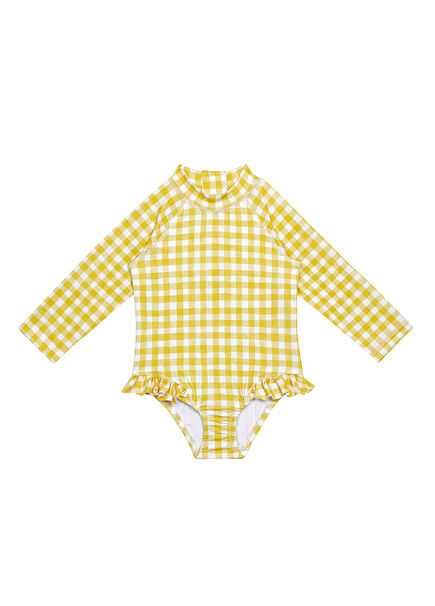 Honey Mustard UV Korumalı Uzun Kollu Kız Çocuk Mayo