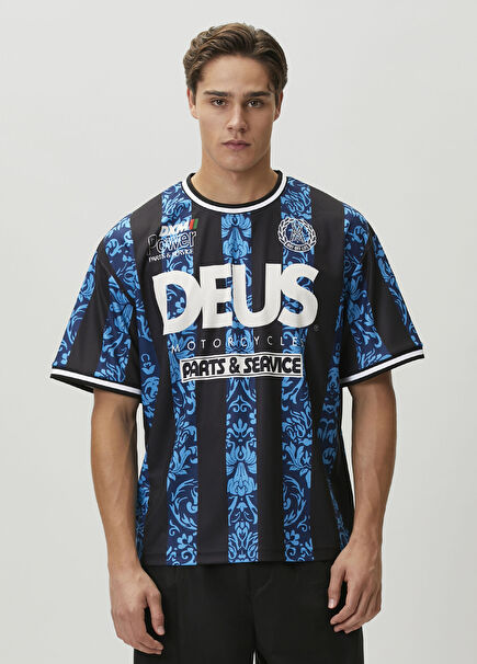 Nouveau Moto Mavi Beyaz T-shirt