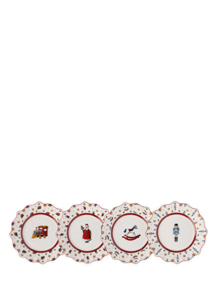 Toy's Delight Christmas Themed Porcelain 4-Piece Dinner Plate Set