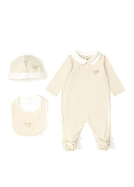 Beige Baby Romper Set