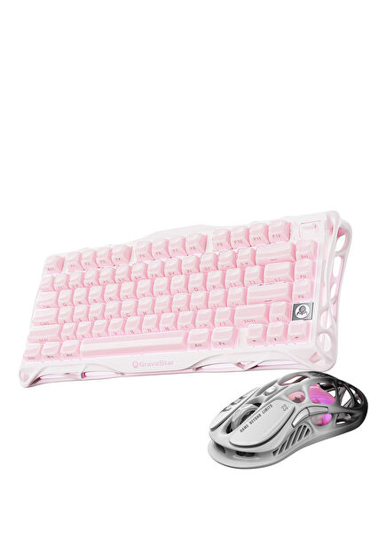 Mercury K1+M1 Pro Kablosuz RGB Işıklı Mekanik Q Special Edition Pembe Gaming Klavye ve Optik Mouse Seti