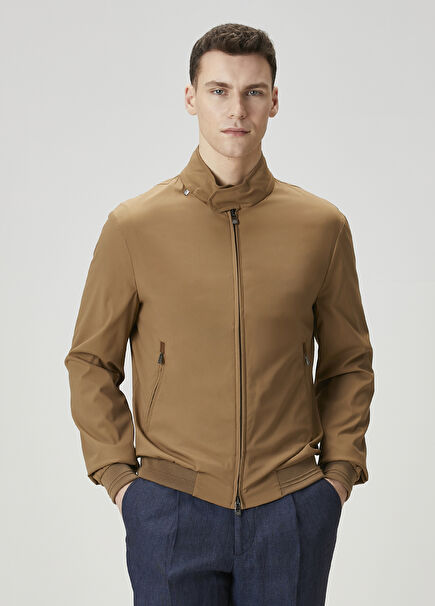 Tan Hooded Wool Coat
