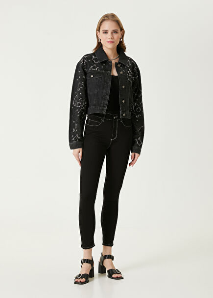 Black Stitched Skinny Jeans