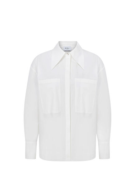 Zoe Beyaz Uzun Kollu Kadın Gömlek