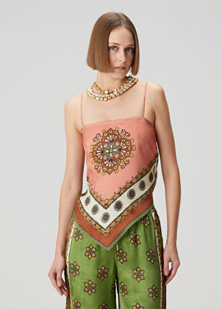 Contina Desenli Eşarp Bluz