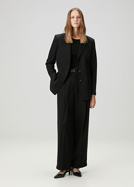 Siyah Pileli Pantolon