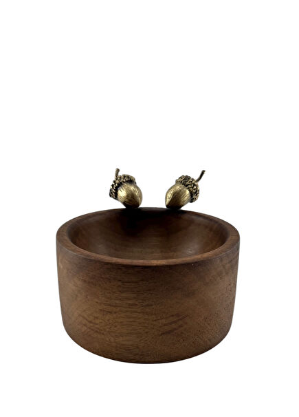 Kahverengi Meşe Palamutlu Ahşap Çerezlik