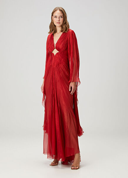 Greta Red Maxi Silk Evening Dress