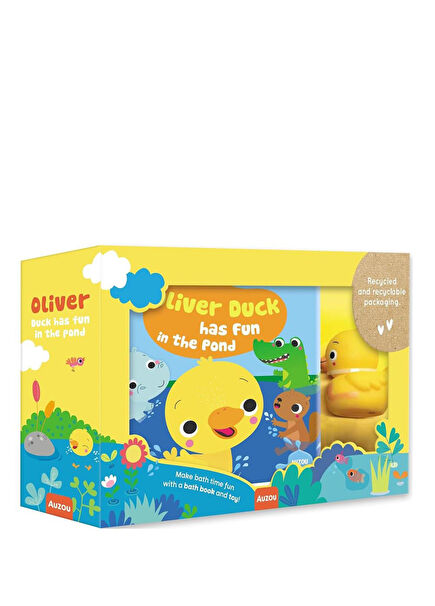 Oliver Duck Has Fun In The Pond Bath Toy & Book Playset