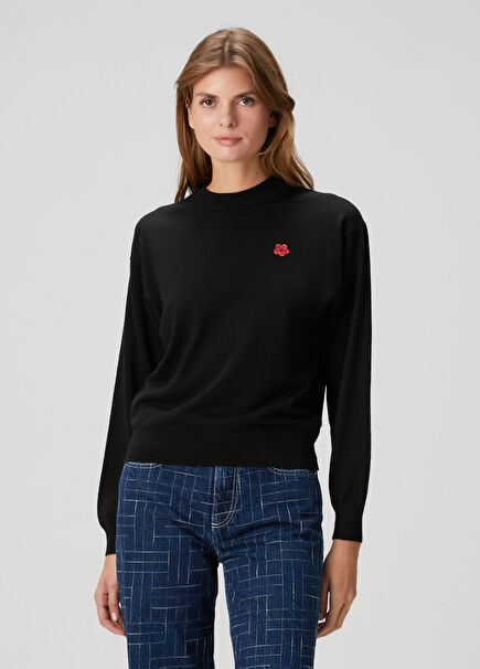 Boke Flower Siyah Yün Kazak