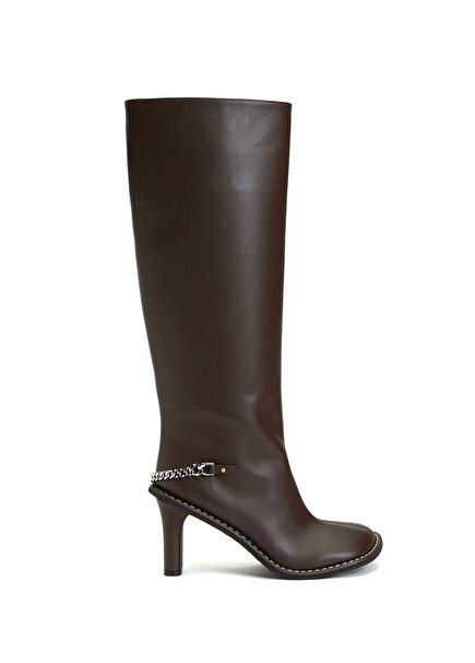 Brown Chain Detailed Women's Boots