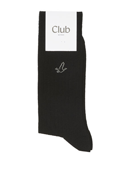 Black Logo Jacquard Men's Wool Socks