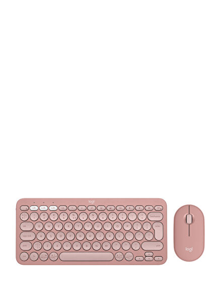 Pebble 2 Combo Çoklu Sessiz Pembe Kablosuz Türkçe Q Klavye Mouse Seti