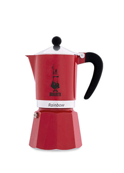 Rainbow Kırmızı Metal 6 Cup Moka Pot