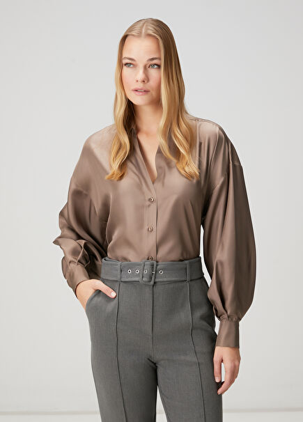 Taupe Silk Shirt