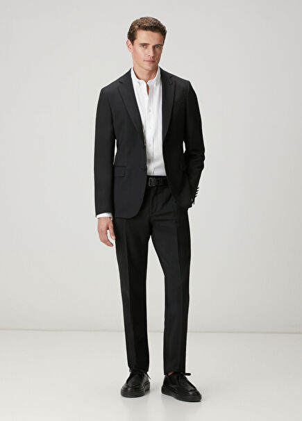 Black Wool Thin Classic Suit