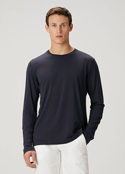 Regular Fit Navy Blue Long Sleeve T-Shirt