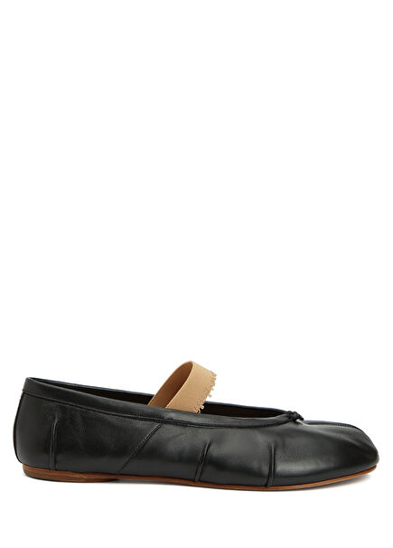 Tabi Black Leather Ballet Flats