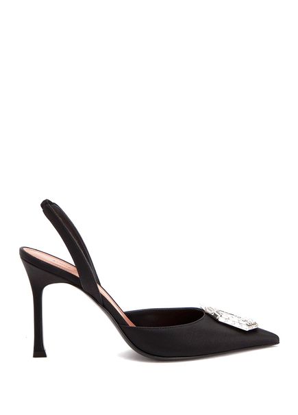Camelia Black Silk Heels