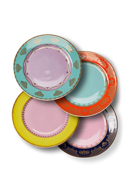 Grandpa Dinner Plates Colorful Porcelain Set of 4 Plates