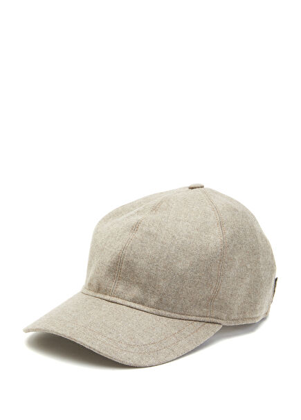 Cream Logo Detailed Men's Wool Hat