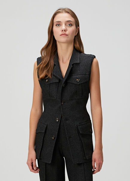 Black Wool Vest