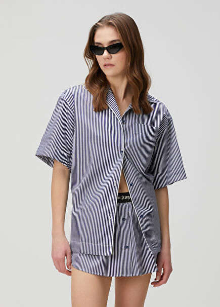 Navy Blue Ecru Shirt