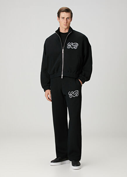Black Logo Embroidered Sweatpants